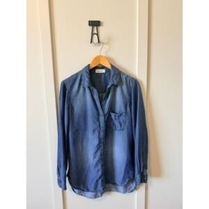 Bella Dahl Womens Tencel Lyocell Button Down Shirt Blue Long Sleeve B2888-670 S